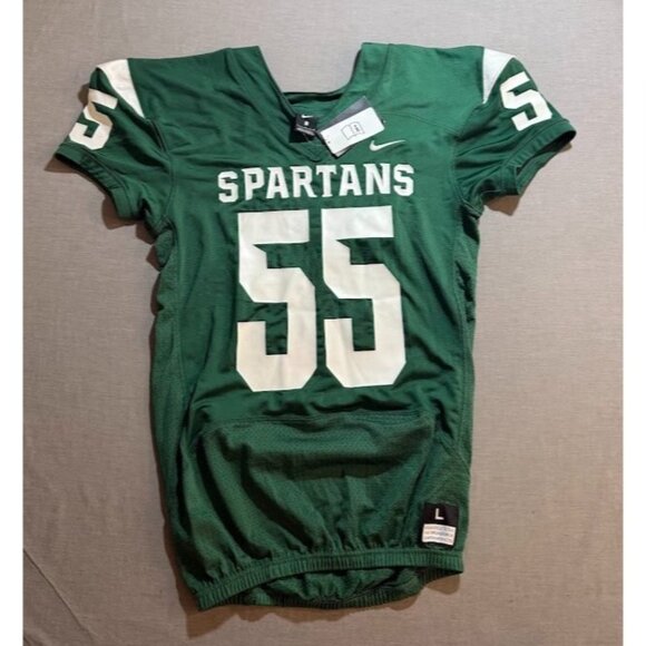 Michigan State‎ Spartans #55 Nike Players Cut Jersey Mens L Green Short Sleeve. - Picture 1 of 13